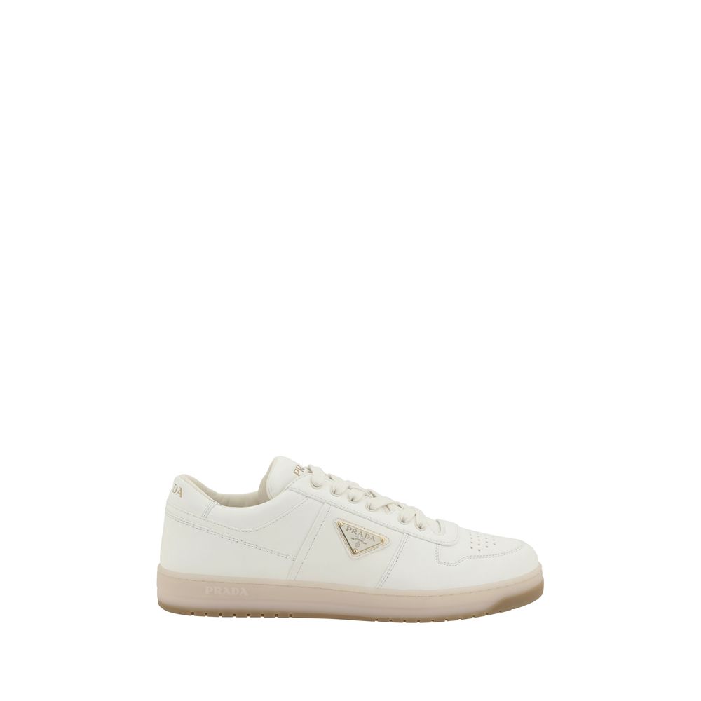 Prada Witte Kalfsleren Bos Taurus Lage Sneakers
