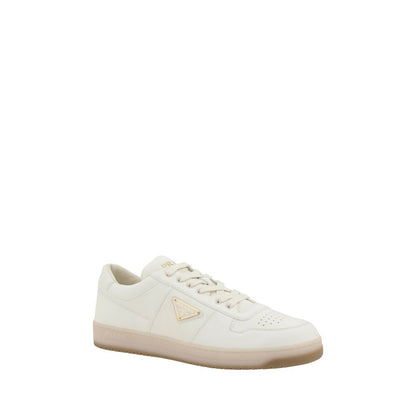 Prada Witte Kalfsleren Bos Taurus Lage Sneakers