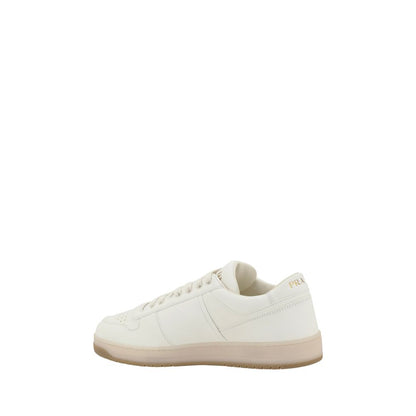 Prada Witte Kalfsleren Bos Taurus Lage Sneakers