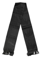 Foulard Dolce &amp; Gabbana en satin de soie noir à franges