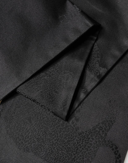 Foulard Dolce &amp; Gabbana en satin de soie noir à franges