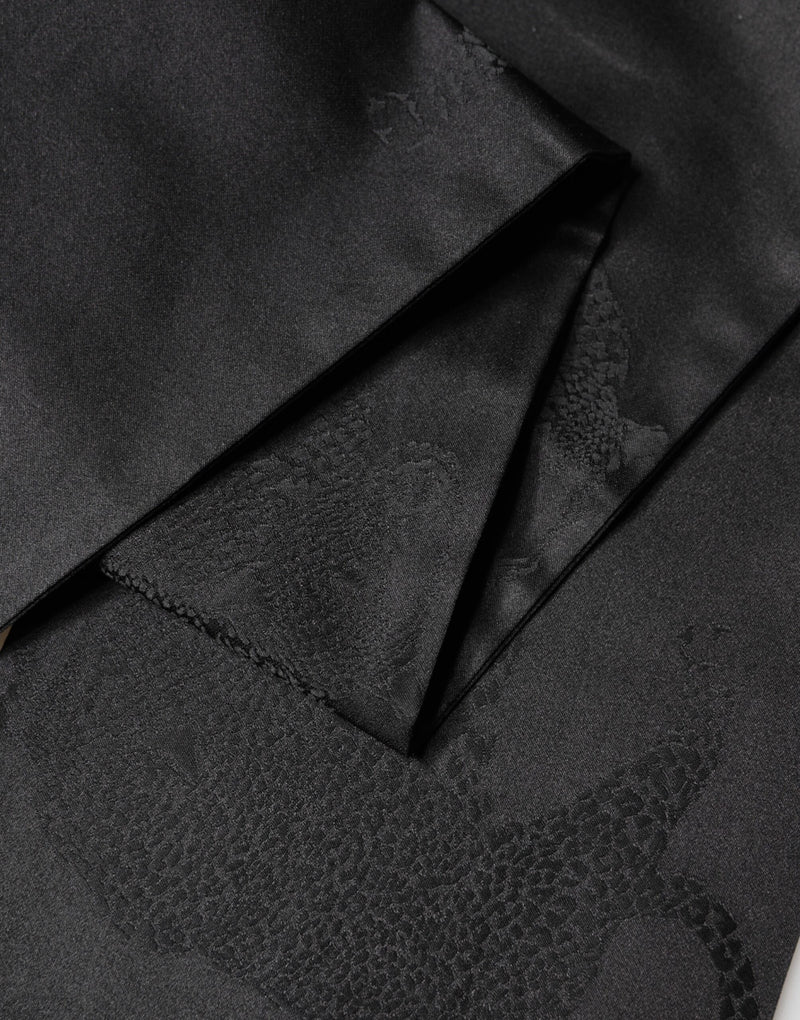 Foulard Dolce &amp; Gabbana en satin de soie noir à franges