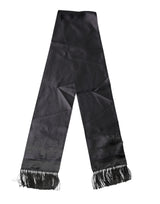Foulard Dolce &amp; Gabbana en satin de soie noir à franges