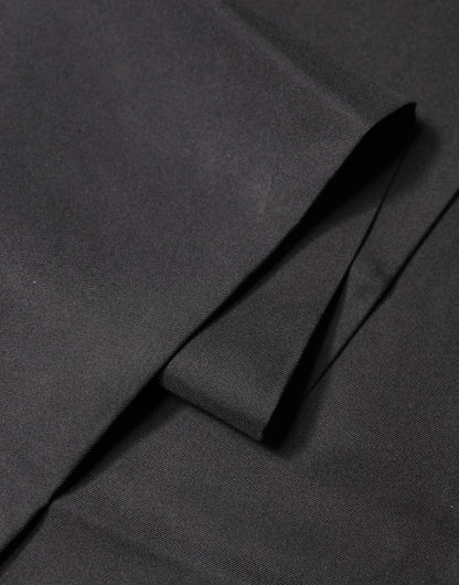 Foulard Dolce &amp; Gabbana en satin de soie noir à franges, 143,5 cm x 15 cm