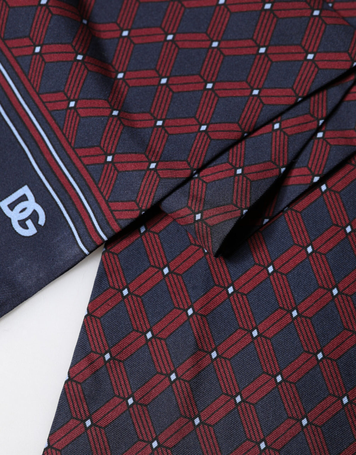 Foulard Dolce &amp; Gabbana à franges bordeaux à motifs, 138 cm x 15 cm