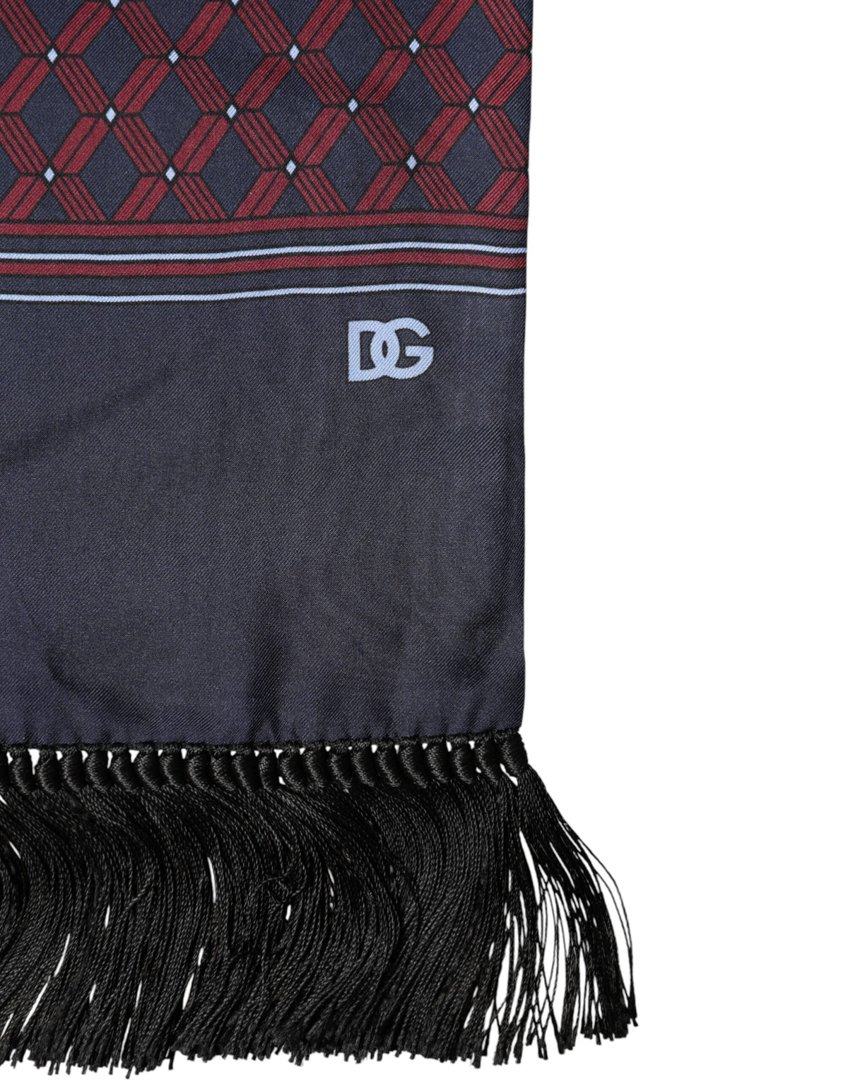 Foulard Dolce &amp; Gabbana à franges bordeaux à motifs, 138 cm x 15 cm
