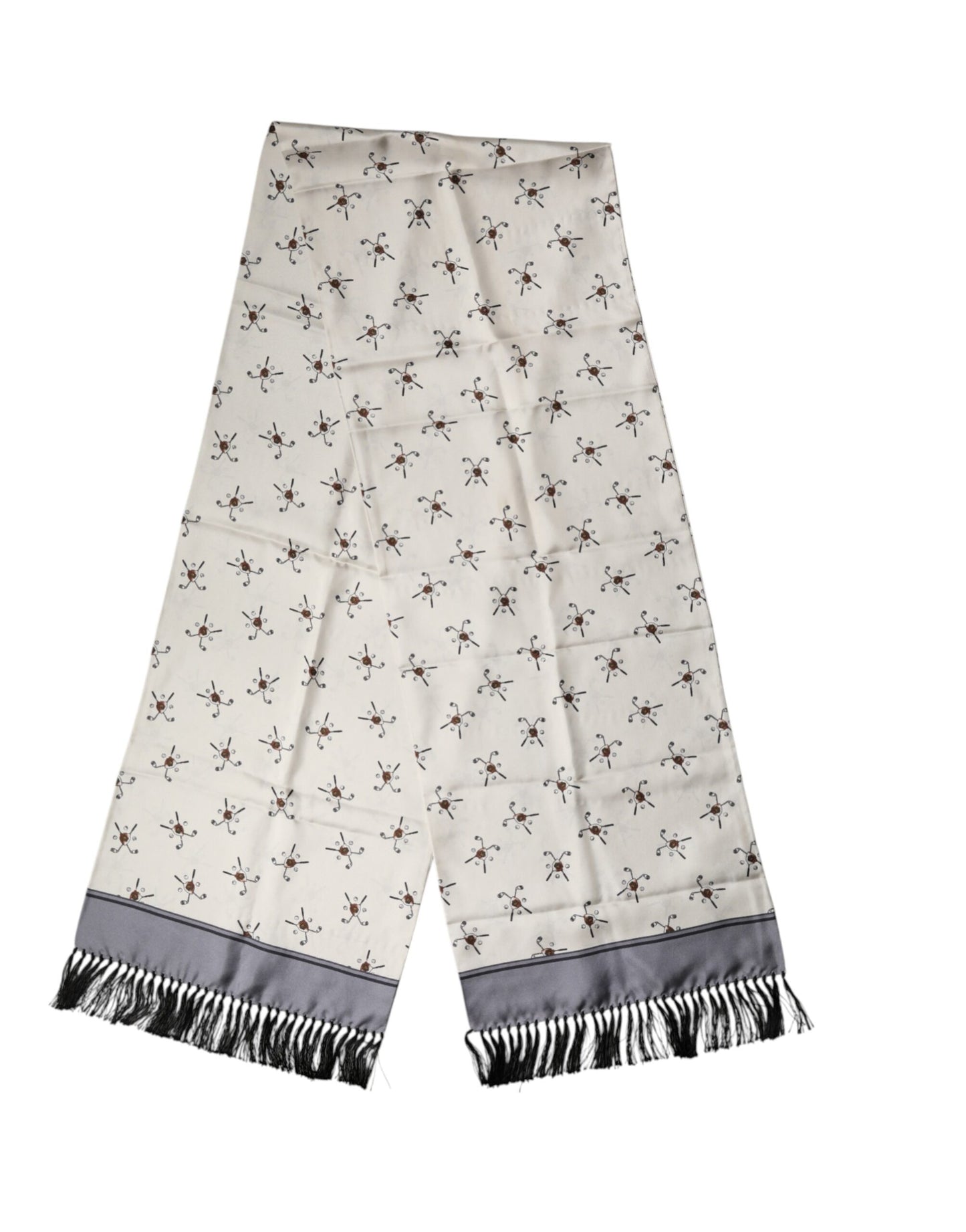 Écharpe Dolce &amp; Gabbana blanche à franges imprimées pour homme, 183 cm x 33 cm