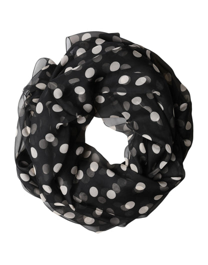Châle Dolce &amp; Gabbana en soie à pois noirs, 205 cm x 137 cm