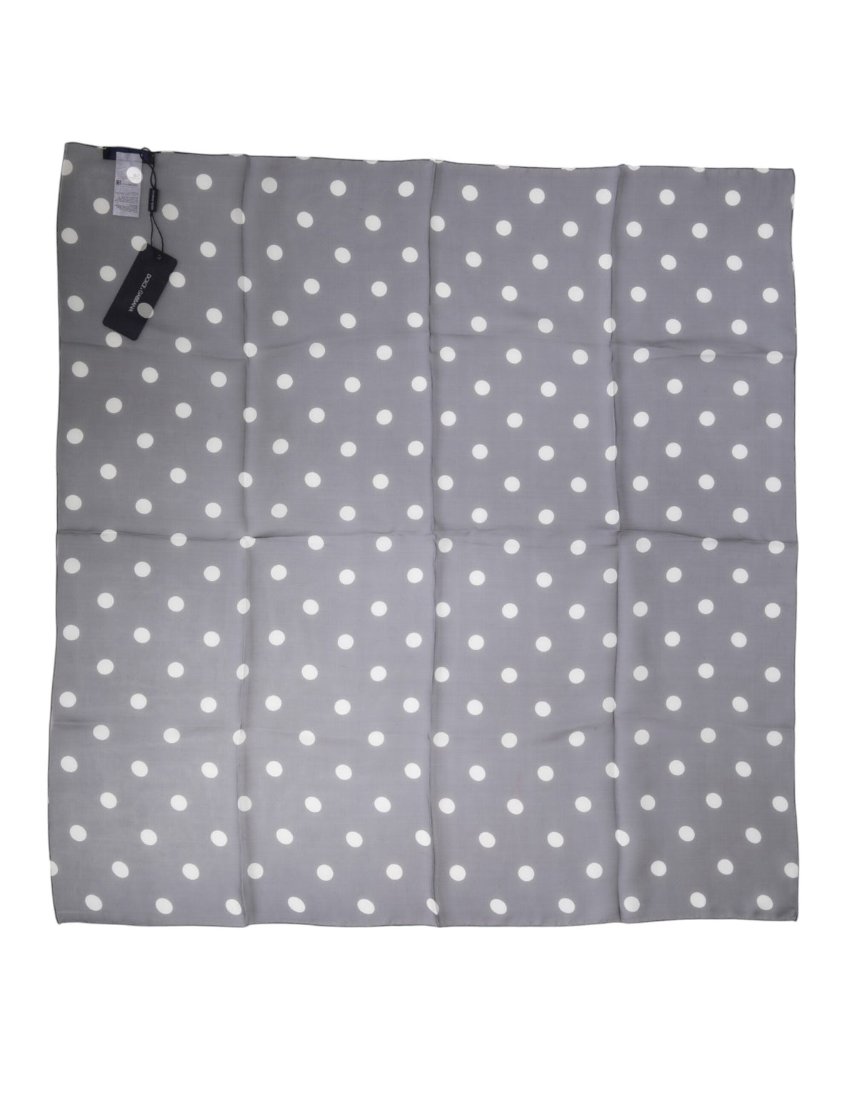 Foulard carré en soie à pois bleus Dolce &amp; Gabbana, 91,5 cm x 89,5 cm