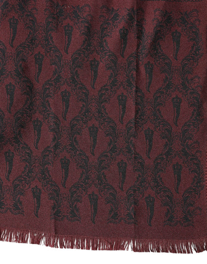 Foulard Dolce &amp; Gabbana en soie à motifs bordeaux pour homme, 133 cm x 22 cm