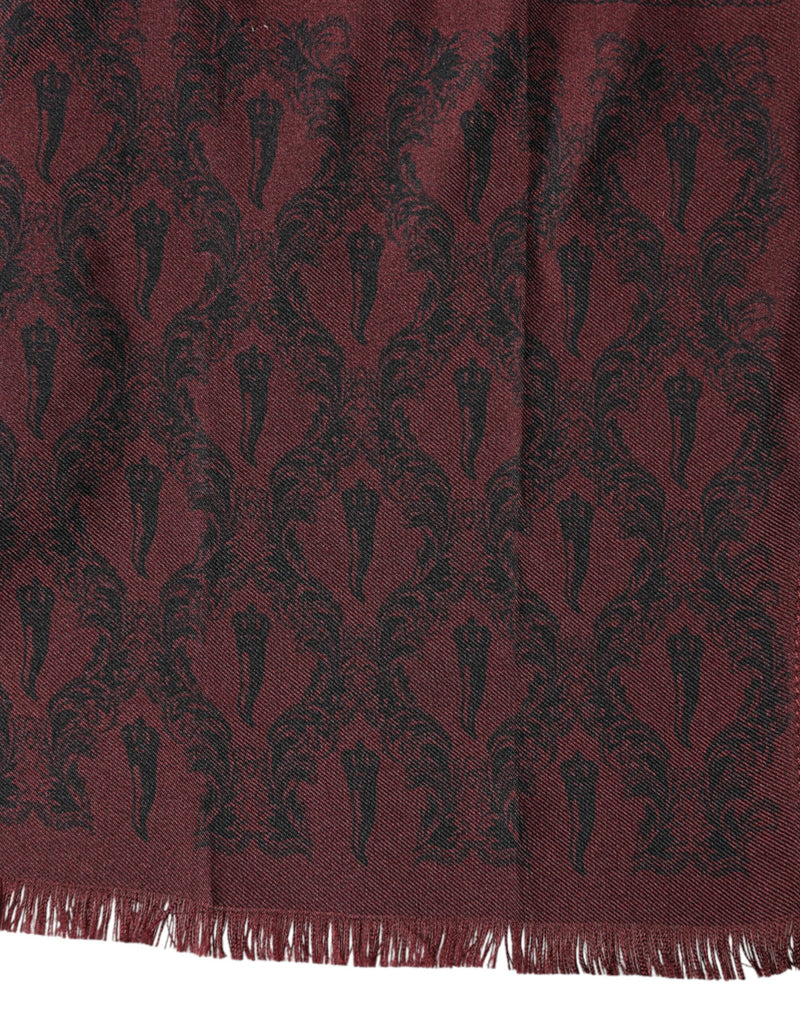 Foulard Dolce &amp; Gabbana en soie à motifs bordeaux pour homme, 133 cm x 22 cm
