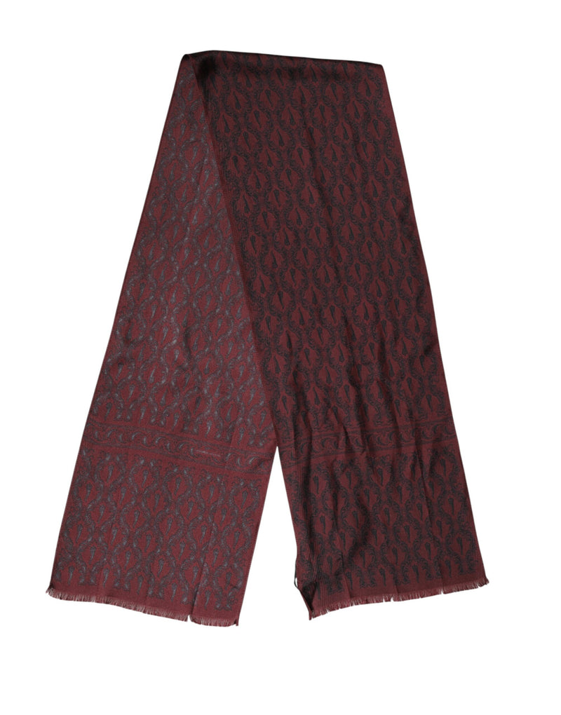 Foulard Dolce &amp; Gabbana en soie à motifs bordeaux pour homme, 133 cm x 22 cm