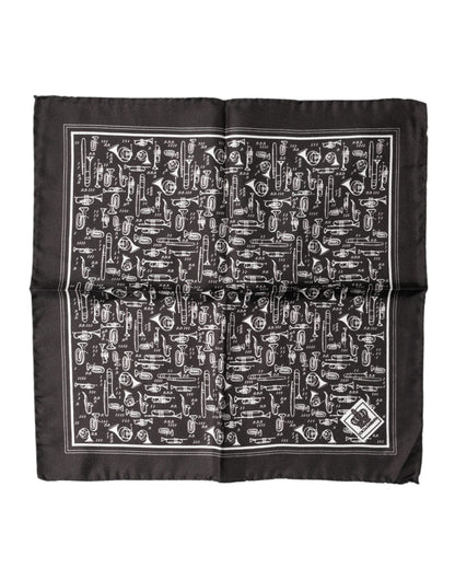 Mouchoir carré marron Jazz Club Dolce &amp; Gabbana pour homme, 32 cm x 31 cm