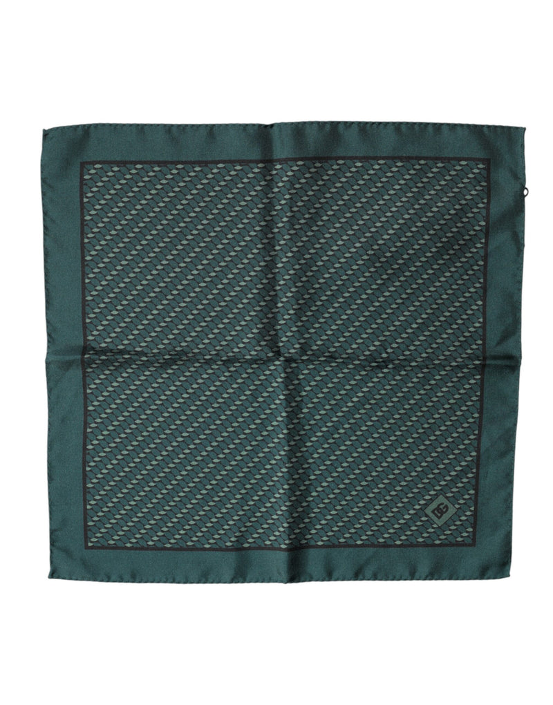 Mouchoir en soie vert foncé à motifs Dolce &amp; Gabbana, 32 cm x 31 cm