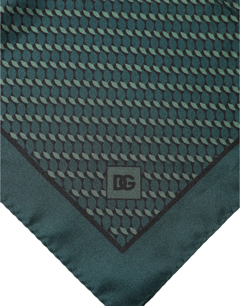 Mouchoir en soie vert foncé à motifs Dolce &amp; Gabbana, 32 cm x 31 cm