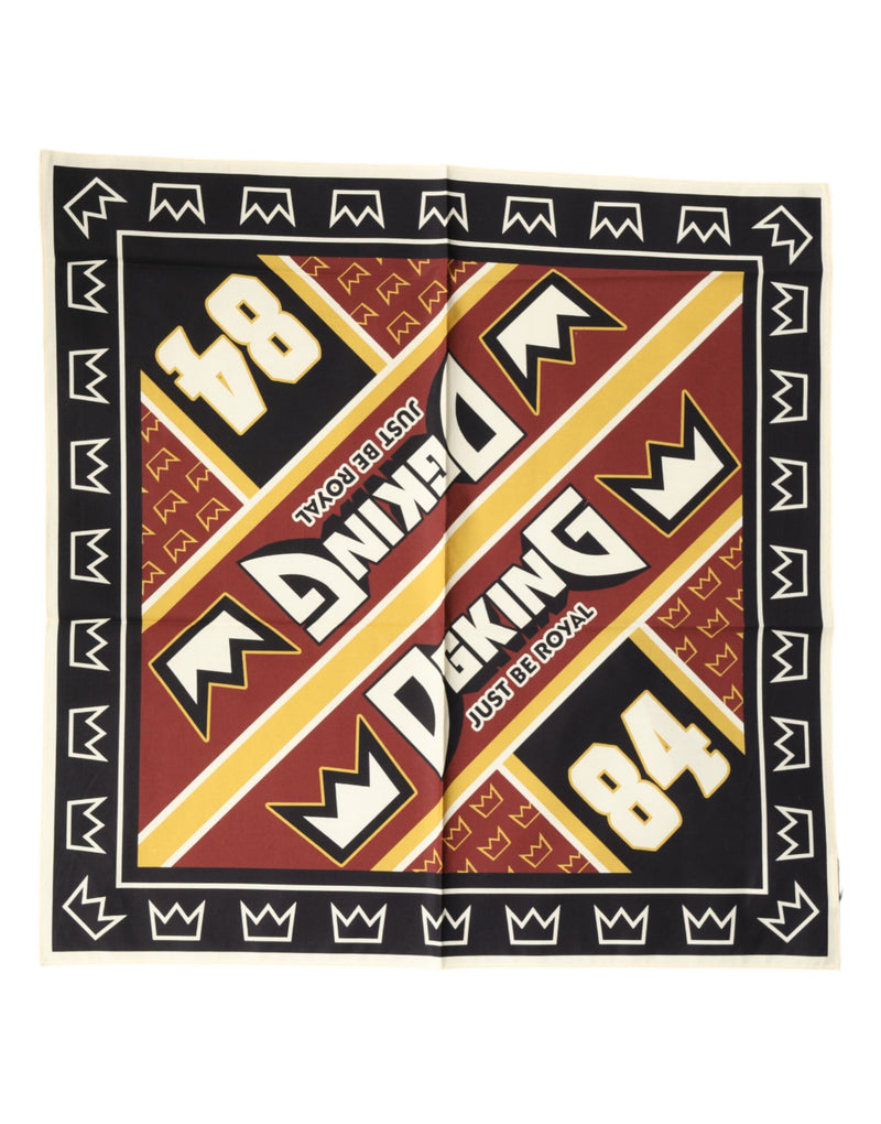 Foulard carré Dolce &amp; Gabbana multicolore DG King pour homme, 50,5 cm x 50 cm