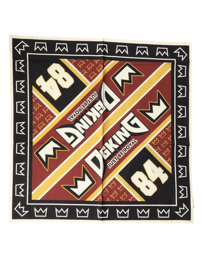 Foulard carré Dolce &amp; Gabbana multicolore DG King pour homme, 50,5 cm x 50 cm