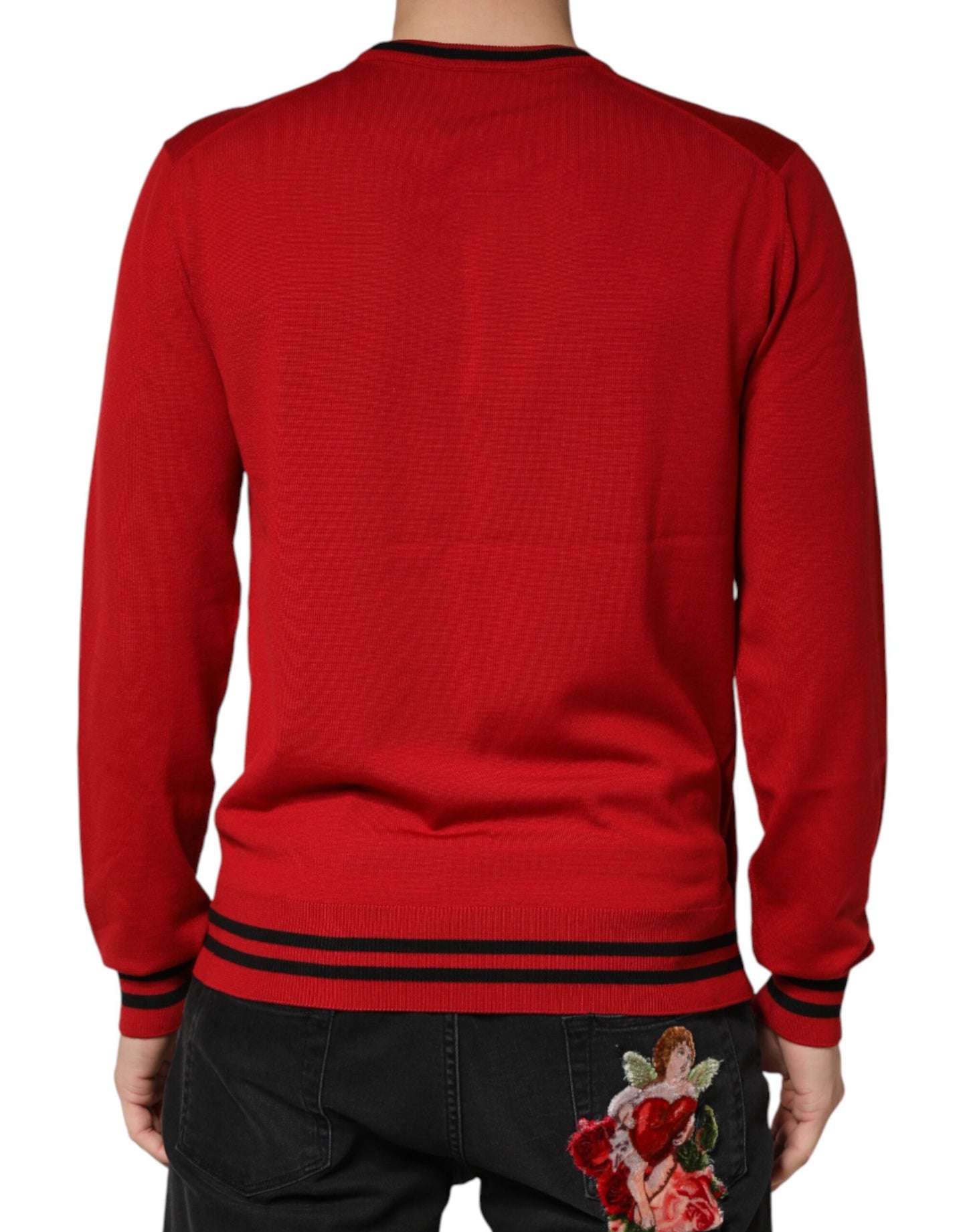 Pull en laine à col rond Dolce &amp; Gabbana avec logo couronne de lion rouge