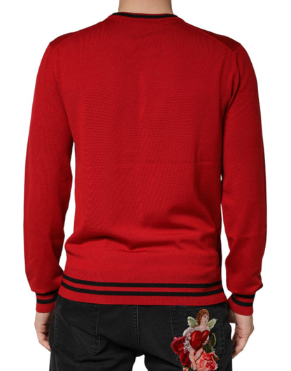 Pull en laine à col rond Dolce &amp; Gabbana avec logo couronne de lion rouge