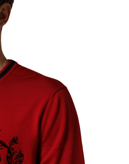 Pull en laine à col rond Dolce &amp; Gabbana avec logo couronne de lion rouge