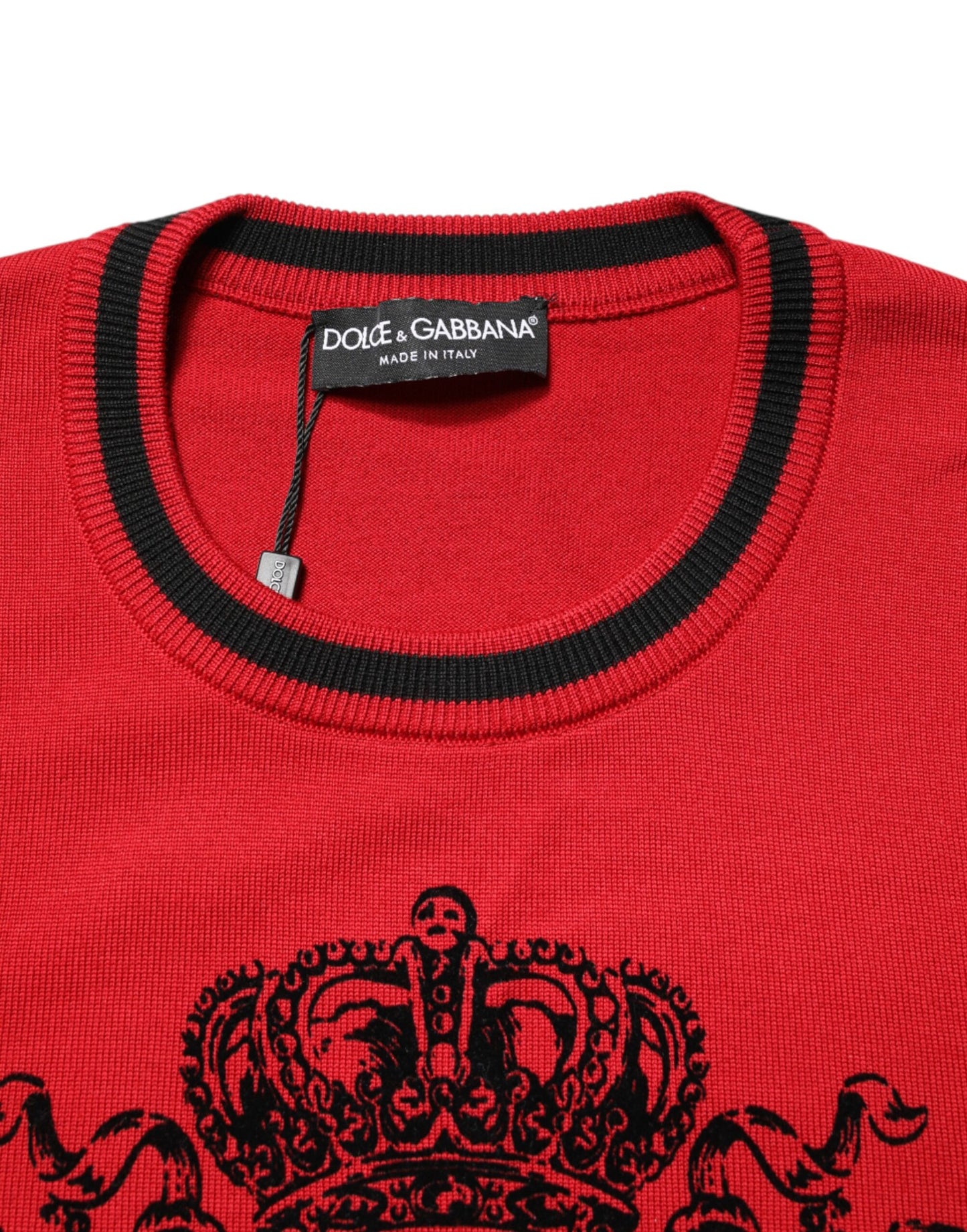 Pull en laine à col rond Dolce &amp; Gabbana avec logo couronne de lion rouge