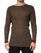Pull en Laine à Rayures Noires et Brunes Daniele Alessandrini