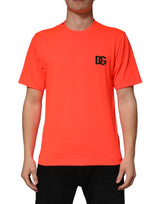 T-shirt homme Dolce &amp; Gabbana orange fluo en polyester à col rond