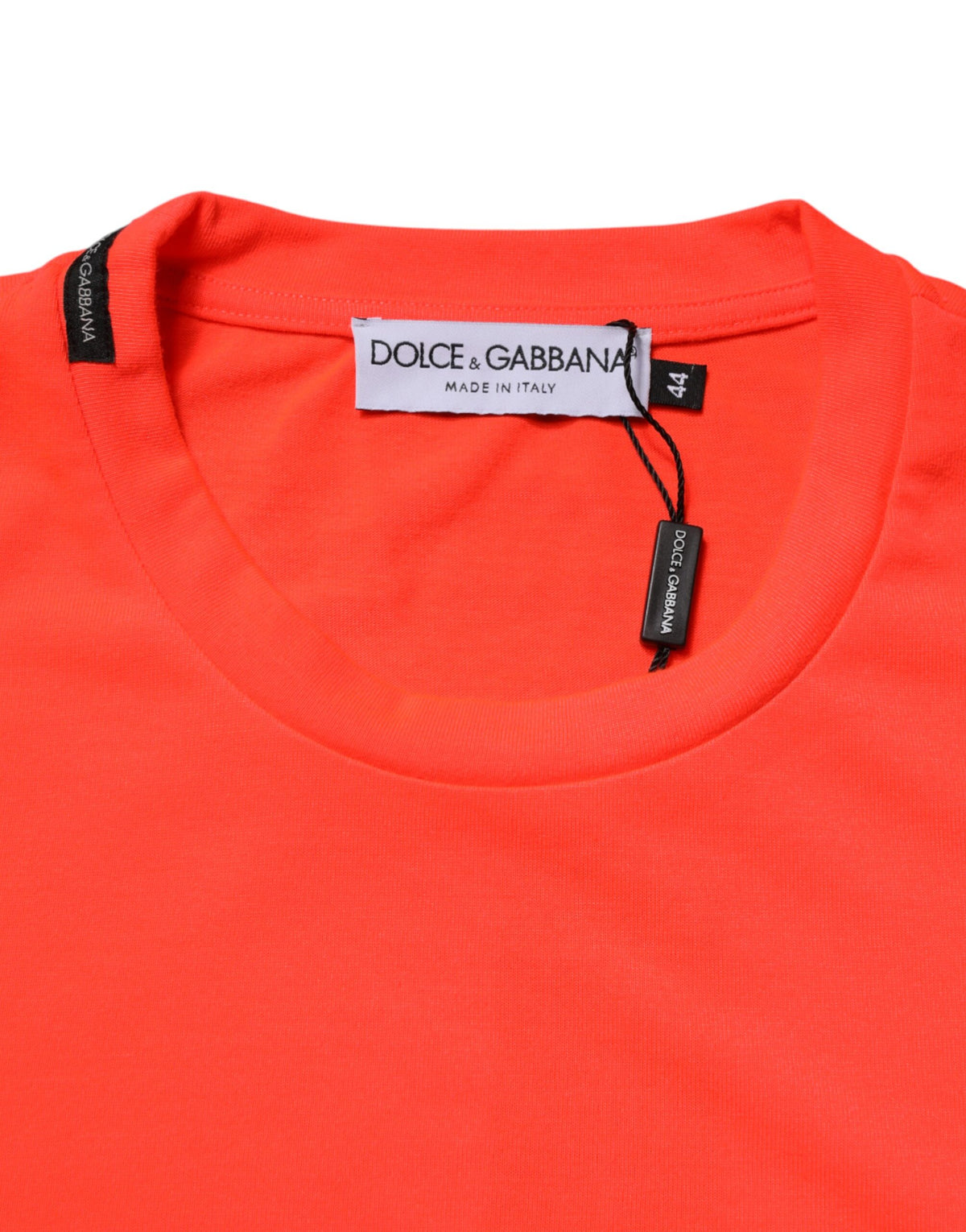 T-shirt homme Dolce &amp; Gabbana orange fluo en polyester à col rond