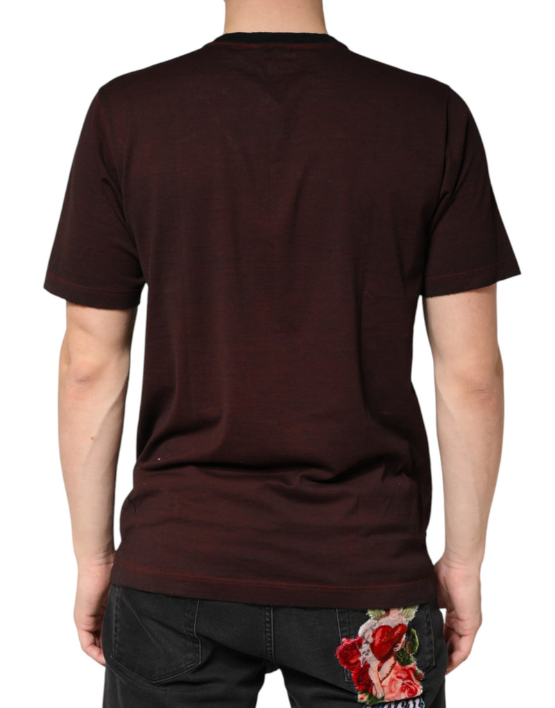T-shirt homme Dolce &amp; Gabbana bordeaux à col rond en coton DG Crown