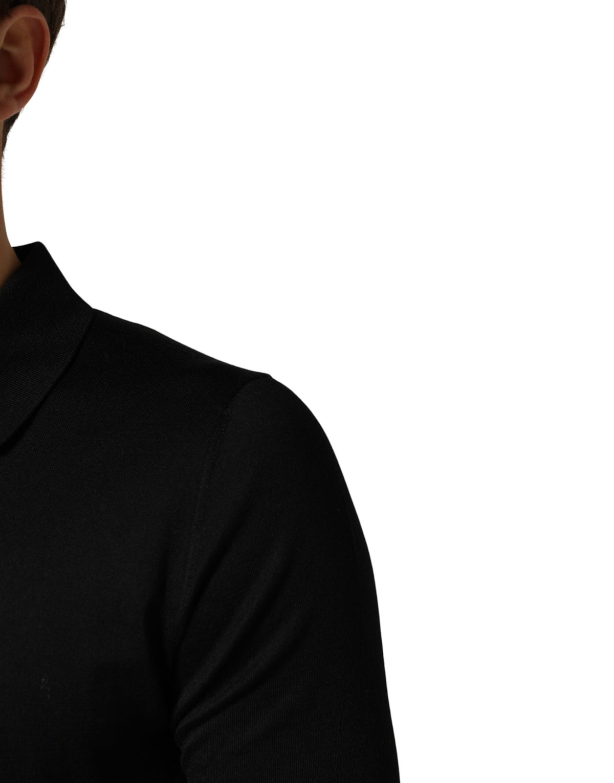 Polo Dolce &amp; Gabbana noir en soie à col et manches courtes