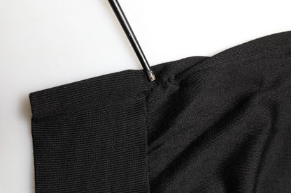Polo Dolce &amp; Gabbana noir en soie à col et manches courtes