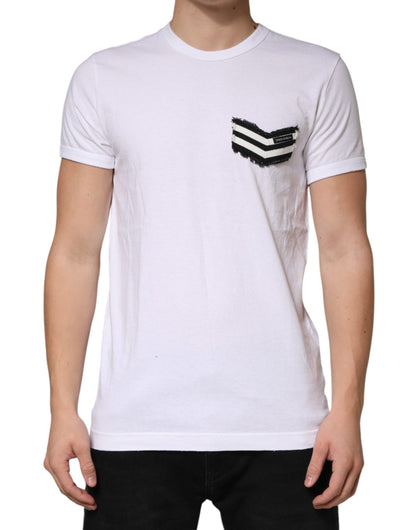T-shirt Dolce &amp; Gabbana à rayures blanches en coton et col rond