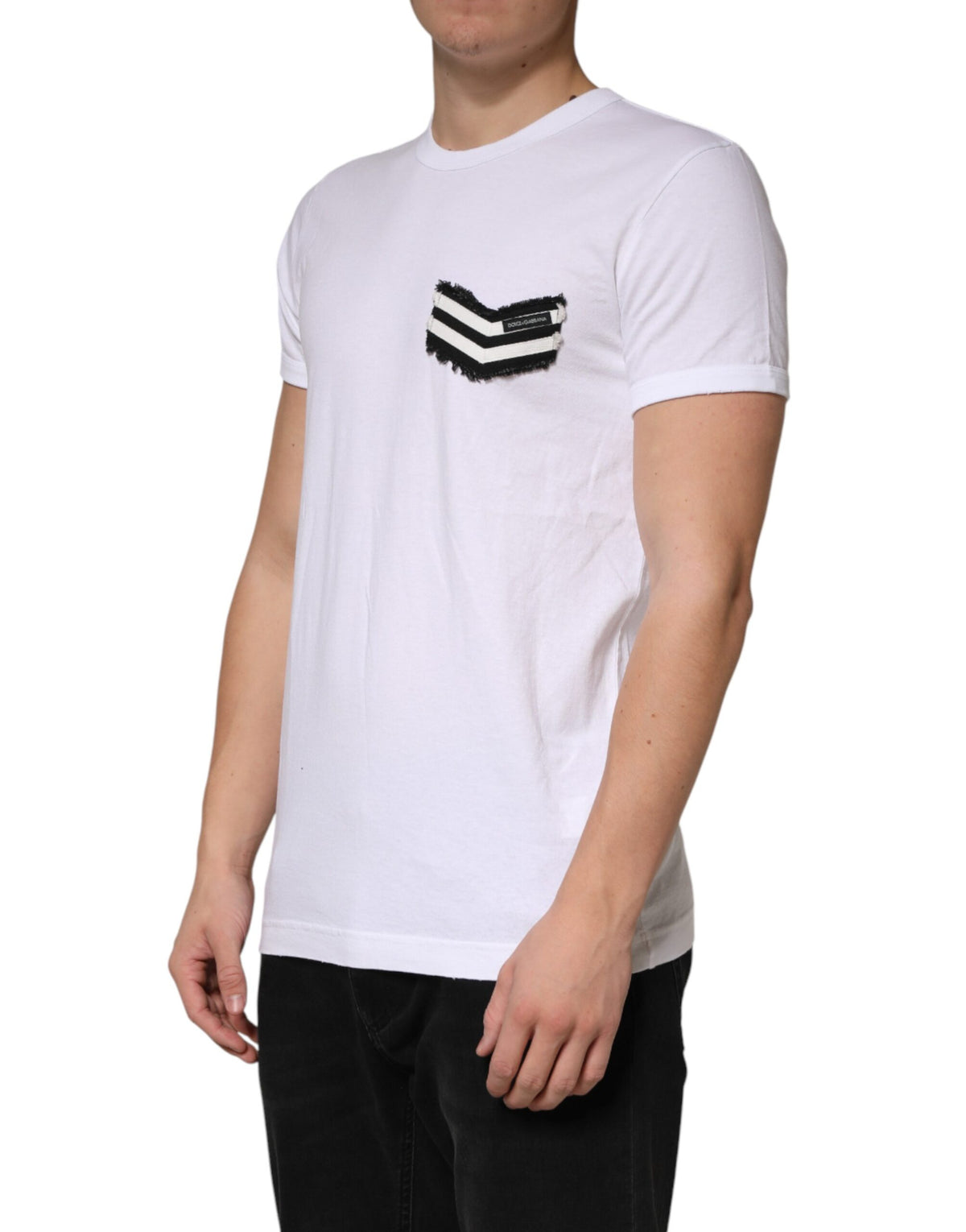 T-shirt Dolce &amp; Gabbana à rayures blanches en coton et col rond