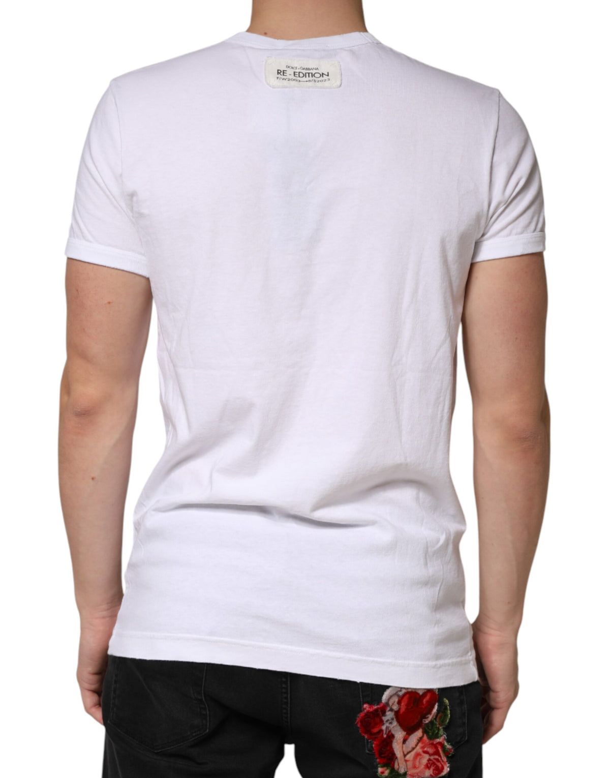 T-shirt Dolce &amp; Gabbana à rayures blanches en coton et col rond