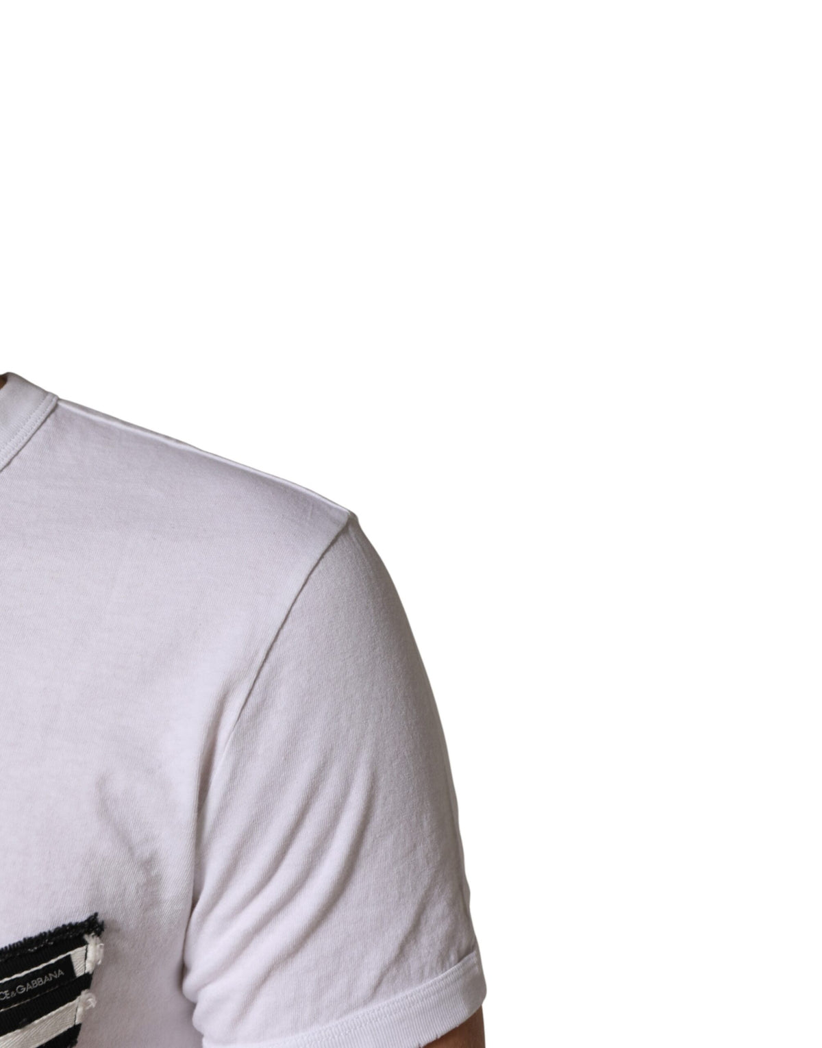 T-shirt Dolce &amp; Gabbana à rayures blanches en coton et col rond