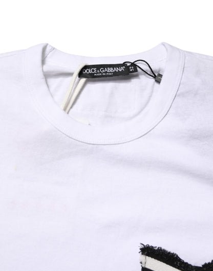 T-shirt Dolce &amp; Gabbana à rayures blanches en coton et col rond