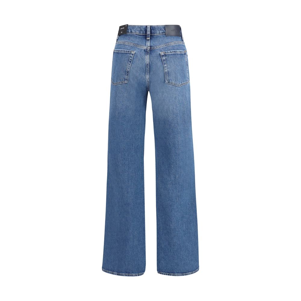 7FOR Blue Cotton Flared Jeans for Women - Chic Retro Style