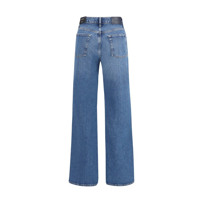 7FOR Blue Cotton Flared Jeans for Women - Chic Retro Style