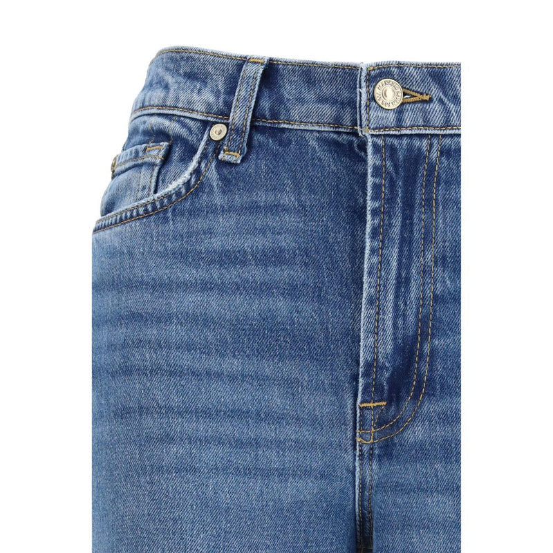 7FOR Blue Cotton Flared Jeans for Women - Chic Retro Style