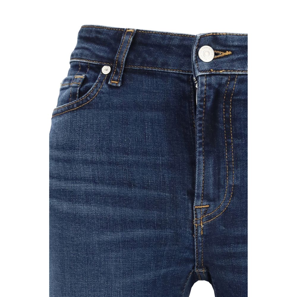 7FOR Blue Cotton Bootcut Jeans - Slim Illusion