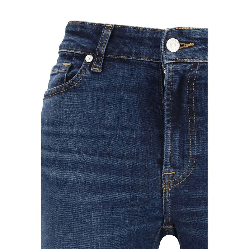 7FOR Blue Cotton Bootcut Jeans - Slim Illusion