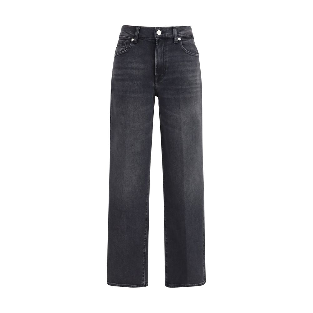 Jeans Stovepipe Droite en Coton Noir 7FOR pour Femmes