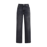 Jeans Stovepipe Droite en Coton Noir 7FOR pour Femmes