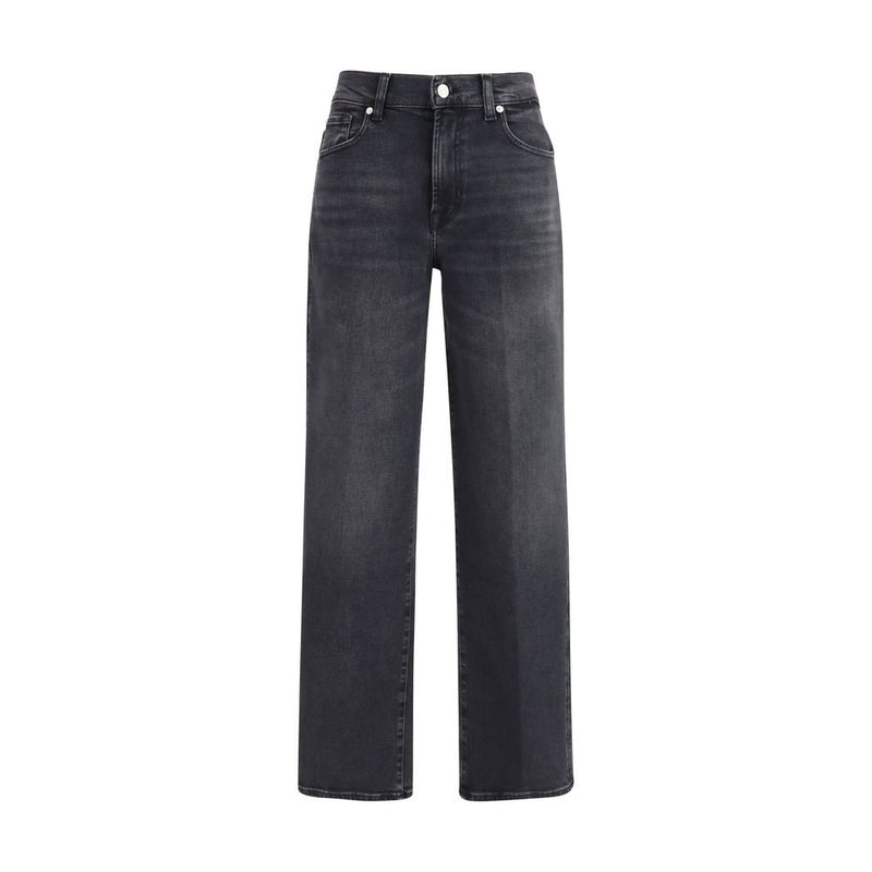 Jeans Stovepipe Droite en Coton Noir 7FOR pour Femmes