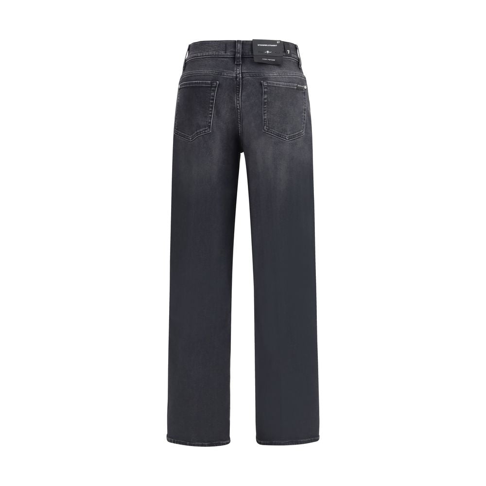 Jeans Stovepipe Droite en Coton Noir 7FOR pour Femmes