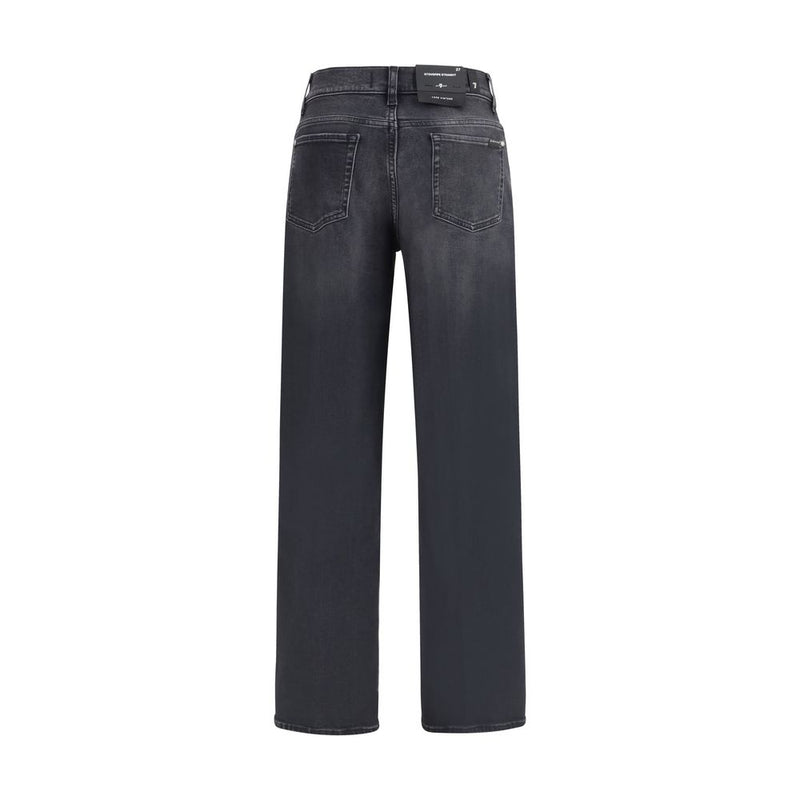 Jeans Stovepipe Droite en Coton Noir 7FOR pour Femmes