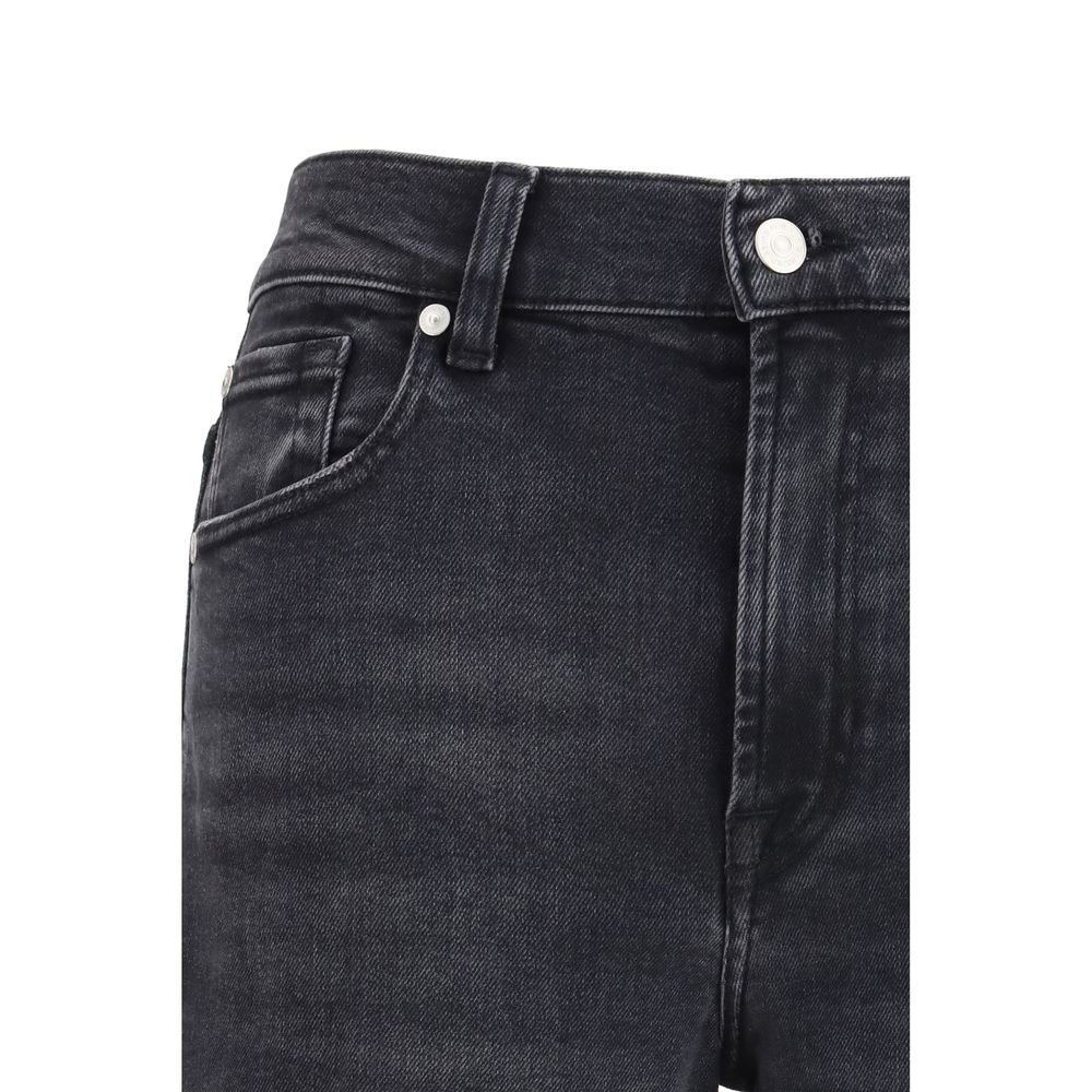 Jeans Stovepipe Droite en Coton Noir 7FOR pour Femmes