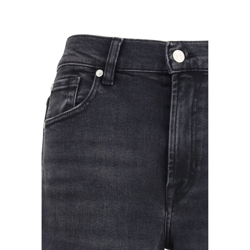 Jeans Stovepipe Droite en Coton Noir 7FOR pour Femmes