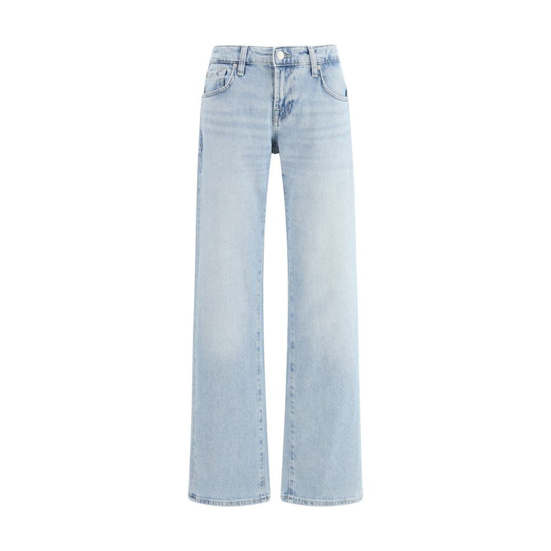 7FOR Light Blue Cotton Straight-Leg Jeans for Women