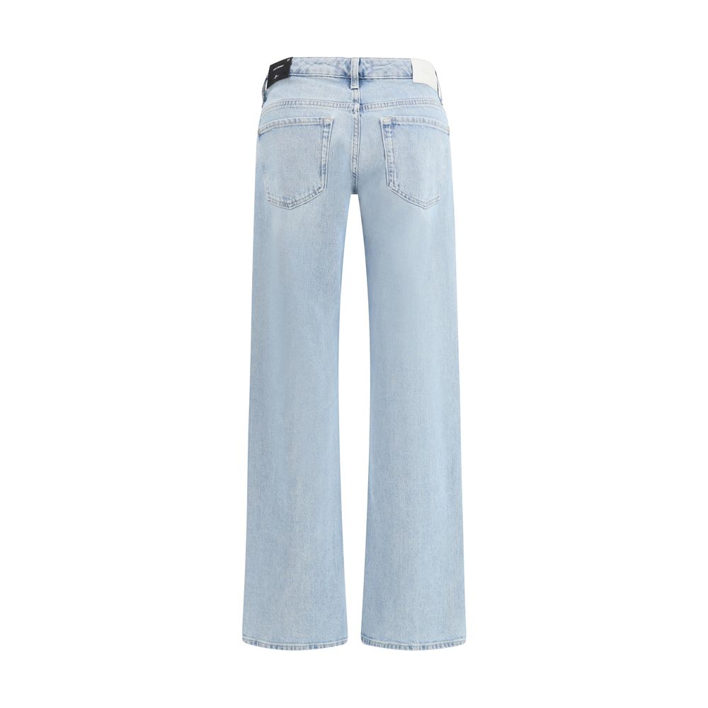 7FOR Light Blue Cotton Straight-Leg Jeans for Women